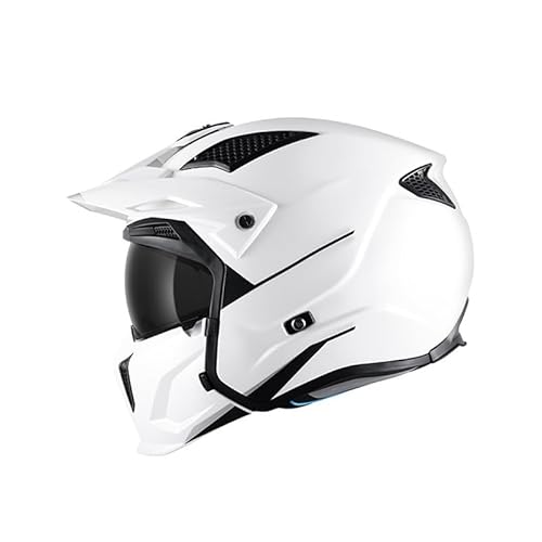 Integralhelm mit Visier, Bluetooth-Modulhelm, Klappdesign, mehrere Belüftungsöffnungen, Sicherheitsschutz, geeignet for Fahrten zu jeder Jahreszeit.(White,XXX-Large) von XKSJCDR
