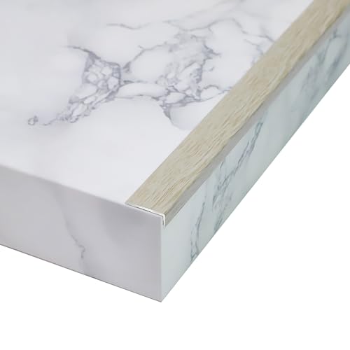 Kantenanleimung mit Holzmaserung, Eckschutz for Treppenstufen, Aluminiumlegierung, rechtwinklige Schutzstreifen for Holzböden for gewerbliche/private Treppen(Beige1,28x12mm) von XKSJCDR