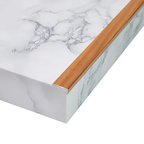 Kantenanleimung mit Holzmaserung, Eckschutz for Treppenstufen, Aluminiumlegierung, rechtwinklige Schutzstreifen for Holzböden for gewerbliche/private Treppen(Beige2,28x12mm) von XKSJCDR