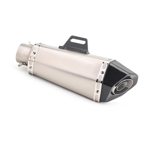 Konisches sechseckiges Auspuffrohr,modifiziertes Motorrad-Auspuffrohr,Edelstahlmaterial,robust und langlebig,Qualitätssicherung, geeignet for Motorräder(Silver) von XKSJCDR