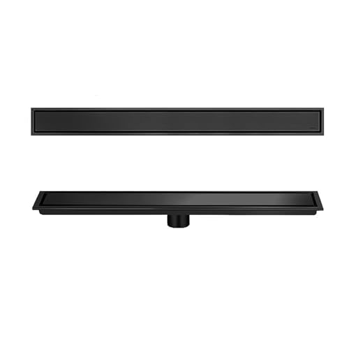 Linearer, unsichtbarer Bodenablauf aus Edelstahl,Design mit zentraler Entwässerung,leicht zu zerlegen und zu reinigen,geeignet for Badezimmer und Balkone(Black,10x60) von XKSJCDR