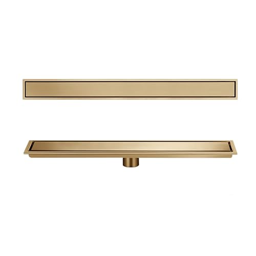 Linearer, unsichtbarer Bodenablauf aus Edelstahl,Design mit zentraler Entwässerung,leicht zu zerlegen und zu reinigen,geeignet for Badezimmer und Balkone(Gold,10x40) von XKSJCDR