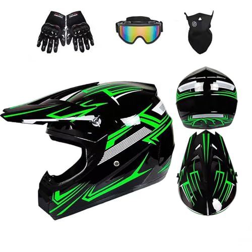 Offroad-Helm, Offroad-Motorradzubehör, aus ABS-Material, leicht und atmungsaktiv, sicher und zuverlässig, geeignet for Motorradfahren und Stadtfahren(Green,L) von XKSJCDR