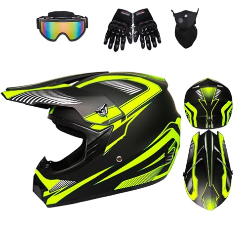 Offroad-Helm, Offroad-Motorradzubehör, aus ABS-Material, leicht und atmungsaktiv, sicher und zuverlässig, geeignet for Motorradfahren und Stadtfahren(Yellow,L) von XKSJCDR