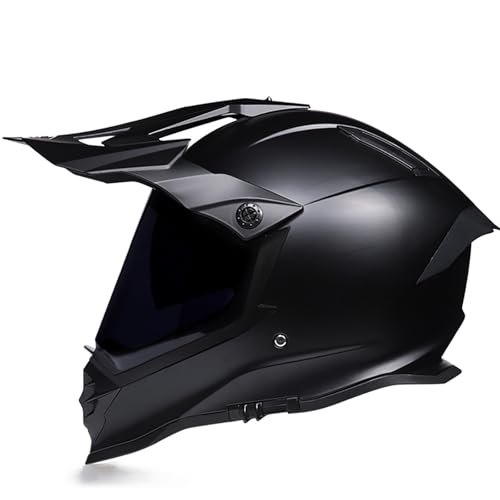 Offroad-Helm, vier Linsen optional, ABS-Schlagfestigkeit, mehrdimensionale Belüftung, professioneller All-Terrain-Helm, geeignet for Motorradfahren(Black,S) von XKSJCDR