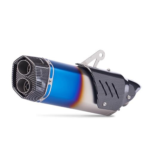Rautenförmiges Doppelmund-Motorrad-Tuning-Auspuffrohr, Edelstahlmaterial, verschiedene Farben mit hoher Temperaturbeständigkeit, for Motorrad-Tuning(Blue) von XKSJCDR
