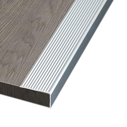 Rutschfester Kantenstreifen for Treppenstufen,geeignet for Schutz von Fliesen-/Holzstufen-/Marmorböden im Innen- und Außenbereich,verstellbare Übergangsstreifen(Silver,30x100mm) von XKSJCDR