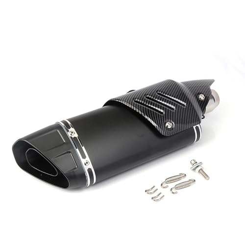 Schräges Quad-Auspuffrohr, modifiziertes Motorrad-Auspuffrohr, Universal-Schalldämpfer, hohe Temperaturbeständigkeit, echtes Material, langlebig, for Motorradmodifikation(Black) von XKSJCDR