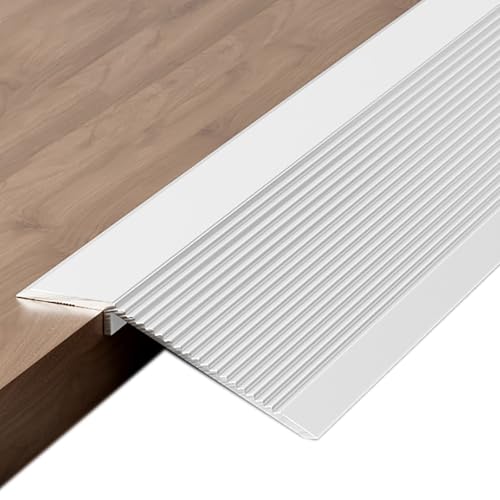 Schwellenrampe,Bodenübergangsleiste aus Metall,Aluminiumlegierung,Bodenübergangsleiste,for Teppich,Eingangstür,Schwelle,Rollstuhl,kleine und große Abhänge(White,10cm) von XKSJCDR