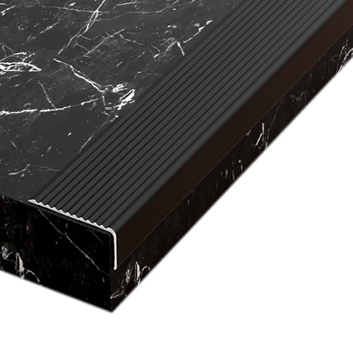 Treppenkantenübergangsleiste, Treppenstufenkantenleiste, Rutschfeste Stufenkantenschutzleiste, Verdickung 2,2 mm, Geeignet for Fliesen-/Holzstufen-/Marmorböden(Black,30x70mm) von XKSJCDR