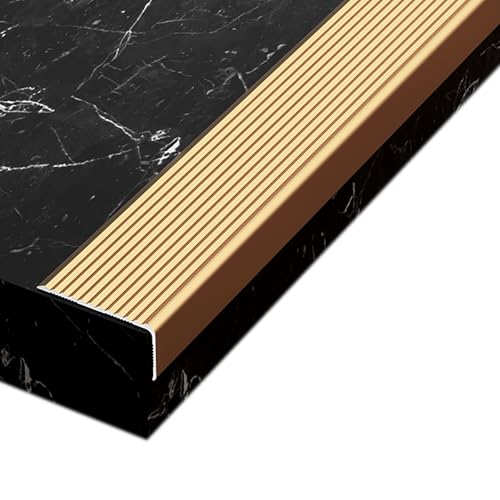 Treppenkantenübergangsleiste, Treppenstufenkantenleiste, Rutschfeste Stufenkantenschutzleiste, Verdickung 2,2 mm, Geeignet for Fliesen-/Holzstufen-/Marmorböden(Gold,30x70mm) von XKSJCDR