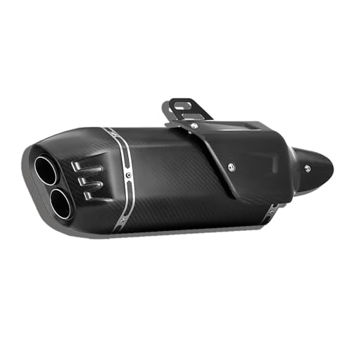 Vollcarbon-Endrohr mit großem Hubraum,Schalldämpfer,zerstörungsfreie Modifikation kompatibel,for die universelle Auspuffmodifikation von Motorrädern(Black) von XKSJCDR