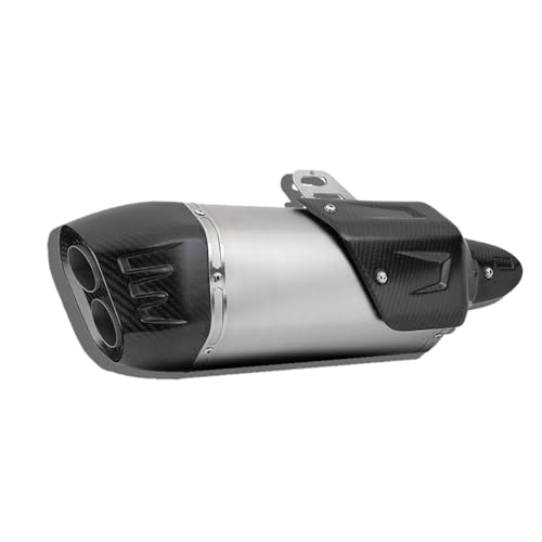 Vollcarbon-Endrohr mit großem Hubraum,Schalldämpfer,zerstörungsfreie Modifikation kompatibel,for die universelle Auspuffmodifikation von Motorrädern(Silver) von XKSJCDR
