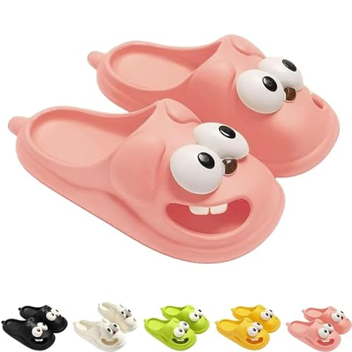 XKrmp Big Eye Dog Slipper, Tongue Kiss Slippers, Funny Slides, Cute Funny 3D Big Eye Dog Fun Cartoon Package Head Eva Slippers (Pink,5.5-6) von XKrmp