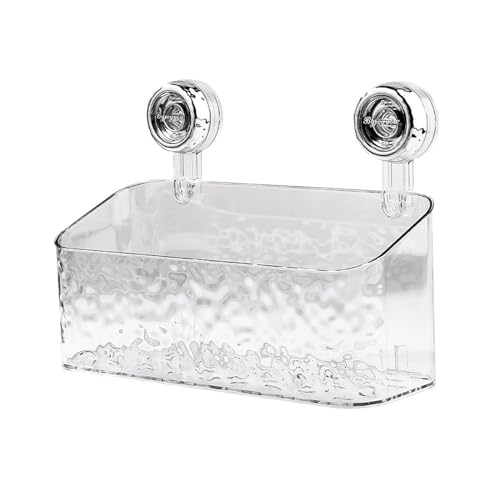 XKrmp Raidley No Drill Clear Wall Caddy, Light Luxury Style Glacier Pattern Suction Cup Shelf, Raidley Suction Cup Caddy - No Drilling Required (White,L) von XKrmp