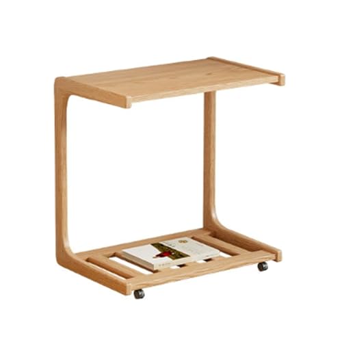 15.7/23.6/31.5 Zoll Massivholz-Wohnzimmer-Beistelltisch mit RäDern Beweglicher und Aufbewahrungs-Couchtisch Vier Verstellbare Tischplattenwinkel Geeignet füR Wohnzimmer Schlafzimmer Wood Flat 23.6'' von XL Superb