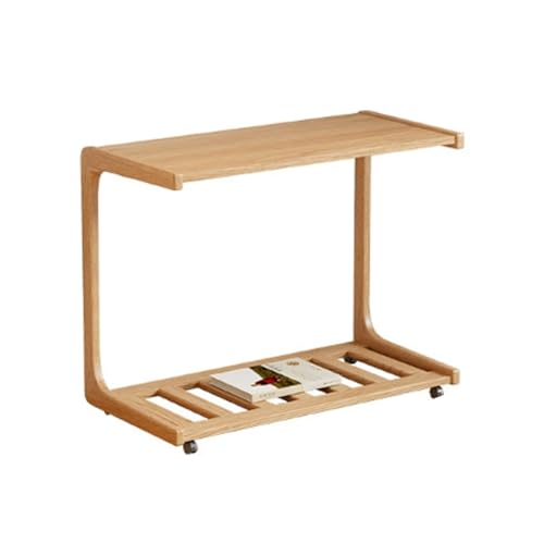 15.7/23.6/31.5 Zoll Massivholz-Wohnzimmer-Beistelltisch mit RäDern Beweglicher und Aufbewahrungs-Couchtisch Vier Verstellbare Tischplattenwinkel Geeignet füR Wohnzimmer Schlafzimmer Wood Flat 31.5'' von XL Superb