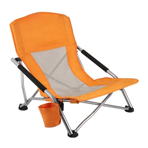 Klappbarer Strandstuhl mit Eisenrahmen, Chaiselongue aus Oxford-Stoff, Tragbare Chaise de Plage Pliante mit 53 CM Breiter SitzfläChe, Leicht zu Verstauen, Geeignet füR Strand und Garten. orange 1 von XL Superb