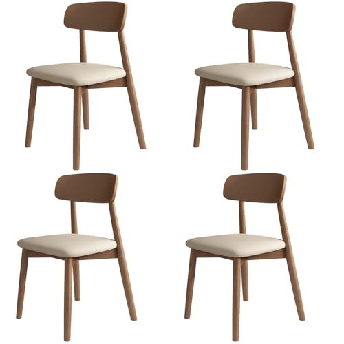 Massivholz-Esszimmerstuhl-Set (4 StüCk), Schlicht und Vielseitig Einsetzbar, Ideal füR Esszimmer, Wohnzimmer und Schminktisch,Esszimmerstuhl ohne Armlehne light khaki+Light walnut frame 4PSC von XL Superb