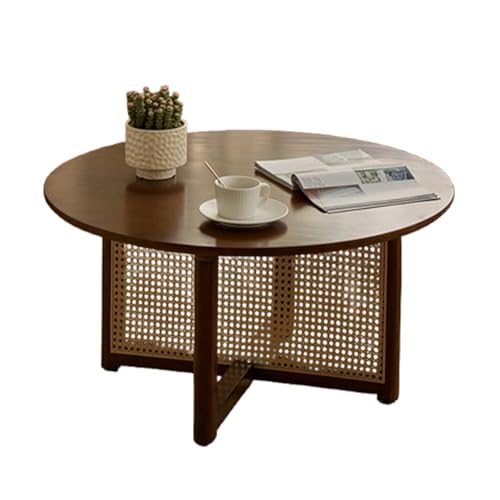 Runder Couchtisch aus Rattan 23.6/31.5 Zoll Kleiner Couchtisch aus Massivholz Kleiner Beistelltisch im BohèMe-Stil Eichenmaterial GroßE Tischplatte Geeignet füR Wohnzimmer und Schlafzimmer Runder Couchtisch aus Rattan 23.6/31.5 Zoll Kleiner Couchtisch aus Massivholz Kleiner Beistelltisch im BohèMe-Stil Eichenmaterial GroßE Tischplatte Geeignet füR Wohnzimmer und Schlafzimmer von XL Superb