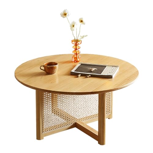 Runder Couchtisch aus Rattan 23.6/31.5 Zoll Kleiner Couchtisch aus Massivholz Kleiner Beistelltisch im BohèMe-Stil Eichenmaterial GroßE Tischplatte Geeignet füR Wohnzimmer und Schlafzimmer Runder Couchtisch aus Rattan 23.6/31.5 Zoll Kleiner Couchtisch aus Massivholz Kleiner Beistelltisch im BohèMe-Stil Eichenmaterial GroßE Tischplatte Geeignet füR Wohnzimmer und Schlafzimmer von XL Superb