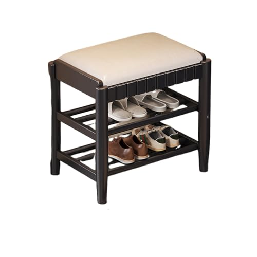 Schuhbank aus Holz Mit Pu-Kissen Schuhregal mit 2/3 Etagen und Ablage FüR Den Eingangsbereich Sitzbank mit Stauraum füR Eingangsbereich, Wohnzimmer, Flur, Schlafzimmer 3-layer black 17.7in/45cm Schuhbank aus Holz Mit Pu-Kissen Schuhregal mit 2/3 Etagen und Ablage FüR Den Eingangsbereich Sitzbank mit Stauraum füR Eingangsbereich, Wohnzimmer, Flur, Schlafzimmer 3-layer black 17.7in/45cm von XL Superb