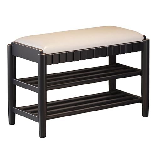 Schuhbank aus Holz Mit Pu-Kissen Schuhregal mit 2/3 Etagen und Ablage FüR Den Eingangsbereich Sitzbank mit Stauraum füR Eingangsbereich, Wohnzimmer, Flur, Schlafzimmer 3-layer black 31.5in/80cm Schuhbank aus Holz Mit Pu-Kissen Schuhregal mit 2/3 Etagen und Ablage FüR Den Eingangsbereich Sitzbank mit Stauraum füR Eingangsbereich, Wohnzimmer, Flur, Schlafzimmer 3-layer black 31.5in/80cm von XL Superb