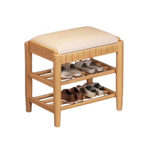 Schuhbank aus Holz Mit Pu-Kissen Schuhregal mit 2/3 Etagen und Ablage FüR Den Eingangsbereich Sitzbank mit Stauraum füR Eingangsbereich, Wohnzimmer, Flur, Schlafzimmer 3-layer natural 17.7in/45cm Schuhbank aus Holz Mit Pu-Kissen Schuhregal mit 2/3 Etagen und Ablage FüR Den Eingangsbereich Sitzbank mit Stauraum füR Eingangsbereich, Wohnzimmer, Flur, Schlafzimmer 3-layer natural 17.7in/45cm von XL Superb