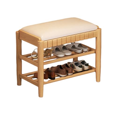 Schuhbank aus Holz Mit Pu-Kissen Schuhregal mit 2/3 Etagen und Ablage FüR Den Eingangsbereich Sitzbank mit Stauraum füR Eingangsbereich, Wohnzimmer, Flur, Schlafzimmer 3-layer natural 23.6in/60cm Schuhbank aus Holz Mit Pu-Kissen Schuhregal mit 2/3 Etagen und Ablage FüR Den Eingangsbereich Sitzbank mit Stauraum füR Eingangsbereich, Wohnzimmer, Flur, Schlafzimmer 3-layer natural 23.6in/60cm von XL Superb