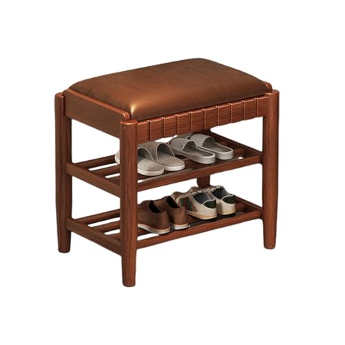 Schuhbank aus Holz Mit Pu-Kissen Schuhregal mit 2/3 Etagen und Ablage FüR Den Eingangsbereich Sitzbank mit Stauraum füR Eingangsbereich, Wohnzimmer, Flur, Schlafzimmer 3-layer walnut 17.7in/45cm Schuhbank aus Holz Mit Pu-Kissen Schuhregal mit 2/3 Etagen und Ablage FüR Den Eingangsbereich Sitzbank mit Stauraum füR Eingangsbereich, Wohnzimmer, Flur, Schlafzimmer 3-layer walnut 17.7in/45cm von XL Superb