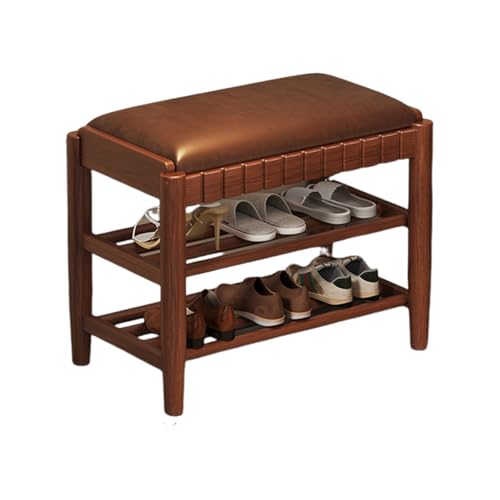 Schuhbank aus Holz Mit Pu-Kissen Schuhregal mit 2/3 Etagen und Ablage FüR Den Eingangsbereich Sitzbank mit Stauraum füR Eingangsbereich, Wohnzimmer, Flur, Schlafzimmer 3-layer walnut 23.6in/60cm Schuhbank aus Holz Mit Pu-Kissen Schuhregal mit 2/3 Etagen und Ablage FüR Den Eingangsbereich Sitzbank mit Stauraum füR Eingangsbereich, Wohnzimmer, Flur, Schlafzimmer 3-layer walnut 23.6in/60cm von XL Superb