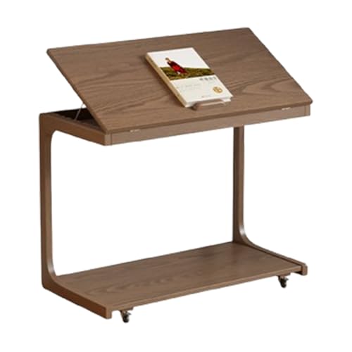 XL Superb 15.7/23.6/31.5 Zoll Massivholz-Wohnzimmer-Beistelltisch mit RäDern Beweglicher und Aufbewahrungs-Couchtisch Vier Verstellbare Tischplattenwinkel Geeignet füR Wohnzimmer Schlafzimmer von XL Superb