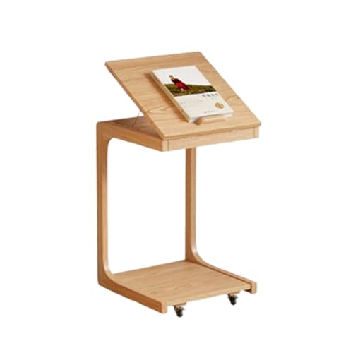 XL Superb 15.7/23.6/31.5 Zoll Massivholz-Wohnzimmer-Beistelltisch mit RäDern Beweglicher und Aufbewahrungs-Couchtisch Vier Verstellbare Tischplattenwinkel Geeignet füR Wohnzimmer Schlafzimmer von XL Superb