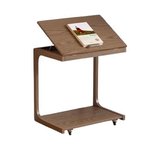 XL Superb 15.7/23.6/31.5 Zoll Massivholz-Wohnzimmer-Beistelltisch mit RäDern Beweglicher und Aufbewahrungs-Couchtisch Vier Verstellbare Tischplattenwinkel Geeignet füR Wohnzimmer Schlafzimmer von XL Superb