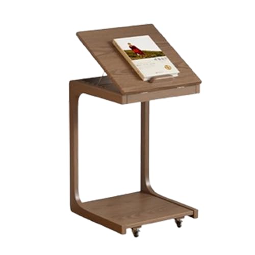 XL Superb 15.7/23.6/31.5 Zoll Massivholz-Wohnzimmer-Beistelltisch mit RäDern Beweglicher und Aufbewahrungs-Couchtisch Vier Verstellbare Tischplattenwinkel Geeignet füR Wohnzimmer Schlafzimmer von XL Superb