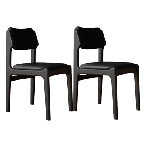 XL Superb Gepolsterte EsszimmerstüHle, 2er-/4er-/6er-Set, Eichenrahmen, Kratzfestes Pu-Leder, Ergonomische Mid-Century-KüChen- und WohnzimmerstüHle Black+Black Frame 2 von XL Superb