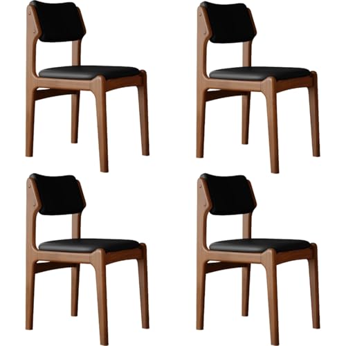 XL Superb Gepolsterte EsszimmerstüHle, 2er-/4er-/6er-Set, Eichenrahmen, Kratzfestes Pu-Leder, Ergonomische Mid-Century-KüChen- und WohnzimmerstüHle Black+Walnut Frame 4 von XL Superb