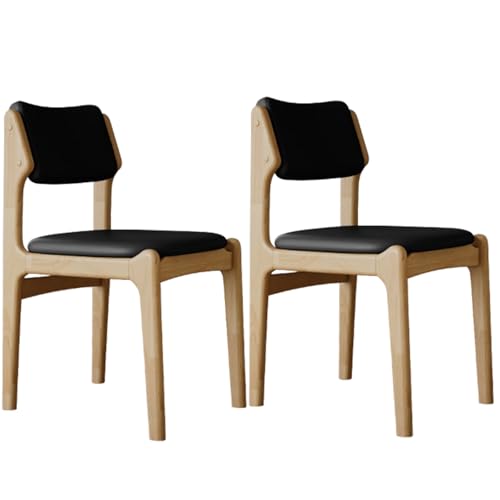 XL Superb Gepolsterte EsszimmerstüHle, 2er-/4er-/6er-Set, Eichenrahmen, Kratzfestes Pu-Leder, Ergonomische Mid-Century-KüChen- und WohnzimmerstüHle Black+Wood Frame 2 von XL Superb