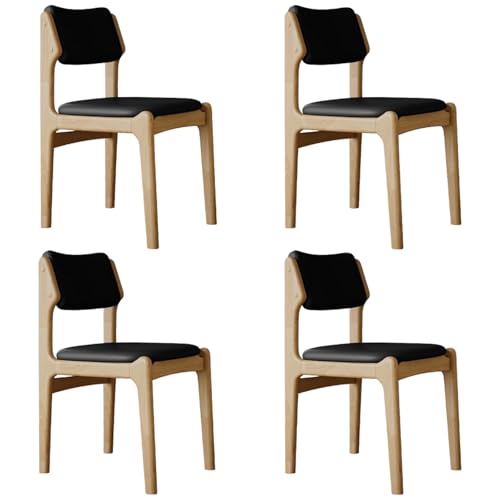 XL Superb Gepolsterte EsszimmerstüHle, 2er-/4er-/6er-Set, Eichenrahmen, Kratzfestes Pu-Leder, Ergonomische Mid-Century-KüChen- und WohnzimmerstüHle Black+Wood Frame 4 von XL Superb