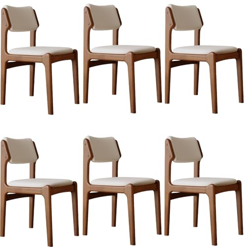 XL Superb Gepolsterte EsszimmerstüHle, 2er-/4er-/6er-Set, Eichenrahmen, Kratzfestes Pu-Leder, Ergonomische Mid-Century-KüChen- und WohnzimmerstüHle White+Walnut Frame 6 von XL Superb