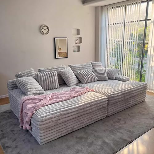 XL Superb Graues Modulares Schlafsofa, PlüSchsofa/Couch aus Knochenlosem Stoff, Komprimiertes Sofa in Einer Box, Modulare Sofas füR das Wohnzimmer Gray von XL Superb