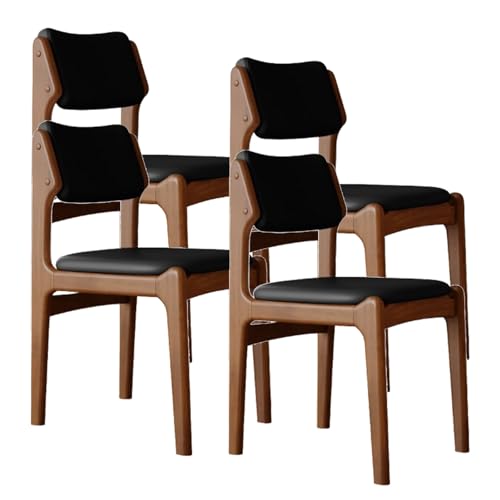 XL Superb Holz-Esszimmerstühle im 2er-/4er-/6er-Set mit Beinen aus Gummibaumholz und kratzfesten Leder-Sitzkissen, geeignet für Küchen, Esszimmer, Wohnzimmer und Arbeitszimmer Walnut+Black 4 XL Superb Holz-Esszimmerstühle im 2er-/4er-/6er-Set mit Beinen aus Gummibaumholz und kratzfesten Leder-Sitzkissen, geeignet für Küchen, Esszimmer, Wohnzimmer und Arbeitszimmer Walnut+Black 4 von XL Superb