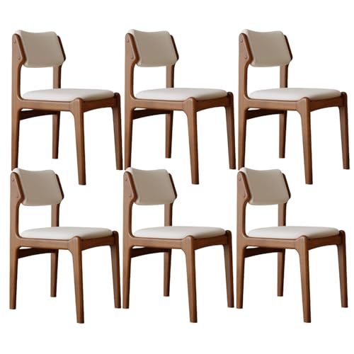 XL Superb Holz-Esszimmerstühle im 2er-/4er-/6er-Set mit Beinen aus Gummibaumholz und kratzfesten Leder-Sitzkissen, geeignet für Küchen, Esszimmer, Wohnzimmer und Arbeitszimmer Walnut+Off-White 6 XL Superb Holz-Esszimmerstühle im 2er-/4er-/6er-Set mit Beinen aus Gummibaumholz und kratzfesten Leder-Sitzkissen, geeignet für Küchen, Esszimmer, Wohnzimmer und Arbeitszimmer Walnut+Off-White 6 von XL Superb