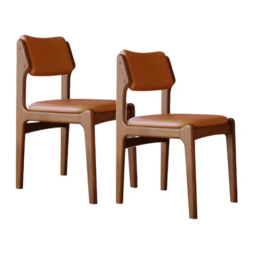 XL Superb Holz-Esszimmerstühle im 2er-/4er-/6er-Set mit Beinen aus Gummibaumholz und kratzfesten Leder-Sitzkissen, geeignet für Küchen, Esszimmer, Wohnzimmer und Arbeitszimmer Walnut+Orange 2 XL Superb Holz-Esszimmerstühle im 2er-/4er-/6er-Set mit Beinen aus Gummibaumholz und kratzfesten Leder-Sitzkissen, geeignet für Küchen, Esszimmer, Wohnzimmer und Arbeitszimmer Walnut+Orange 2 von XL Superb