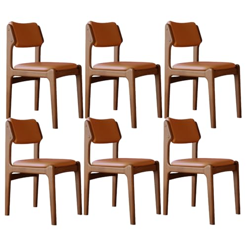 XL Superb Holz-Esszimmerstühle im 2er-/4er-/6er-Set mit Beinen aus Gummibaumholz und kratzfesten Leder-Sitzkissen, geeignet für Küchen, Esszimmer, Wohnzimmer und Arbeitszimmer Walnut+Orange 6 XL Superb Holz-Esszimmerstühle im 2er-/4er-/6er-Set mit Beinen aus Gummibaumholz und kratzfesten Leder-Sitzkissen, geeignet für Küchen, Esszimmer, Wohnzimmer und Arbeitszimmer Walnut+Orange 6 von XL Superb