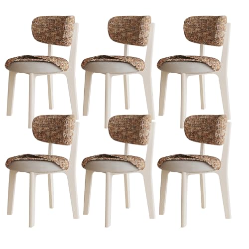 XL Superb Moderne Esszimmerstühle 2er/4er/6er Set, Gepolsterter Esszimmerstuhl, Abnehmbares waschbares Sitzkissen, Massivholzrahmen, for Küche, Esszimmer, Wohnzimmer, Arbeitszimmer White+Orange 6 von XL Superb