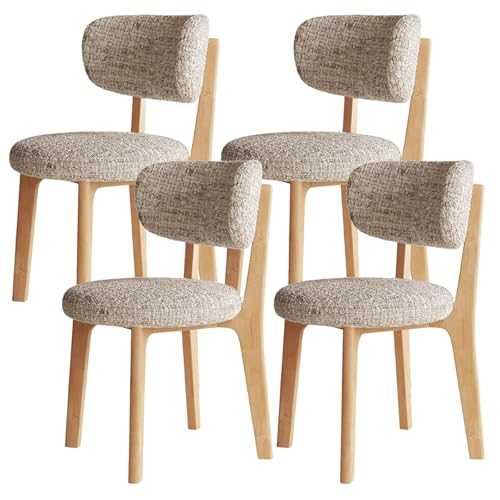XL Superb Moderne Esszimmerstühle 2er/4er/6er Set, Gepolsterter Esszimmerstuhl, Abnehmbares waschbares Sitzkissen, Massivholzrahmen, for Küche, Esszimmer, Wohnzimmer, Arbeitszimmer Wood+Beige 4 von XL Superb