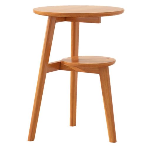 XL Superb Runder Beistelltisch aus Massivholz – Dekorativer Nachttisch und Kleiner Couchtisch mit Zwei Offenen Ablagen füR Schlafzimmer Wohnzimmer Oder Arbeitszimmer Log Wood von XL Superb