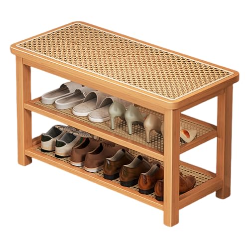 XL Superb Schuhbank aus Bambus-Rattan Schuhbank mit Zwei Ebenen Schuhbank aus Rattan im Landhausstil Vintage-Stil rustikaler Stauraum für Schlafzimmer, Flur und Veranda Log Wood 100cm/39.4in XL Superb Schuhbank aus Bambus-Rattan Schuhbank mit Zwei Ebenen Schuhbank aus Rattan im Landhausstil Vintage-Stil rustikaler Stauraum für Schlafzimmer, Flur und Veranda Log Wood 100cm/39.4in von XL Superb