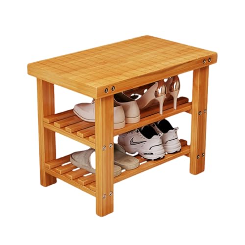 XL Superb Schuhbank aus Bambus mit 3 Ebenen Schuhaufbewahrung GroßEs FassungsvermöGen die Eingangsbank TräGt Bis zu 100 Kg füR Eingangsbereich, Flur, Badezimmer, Wohnzimmer Natural 50cm/19.7in von XL Superb